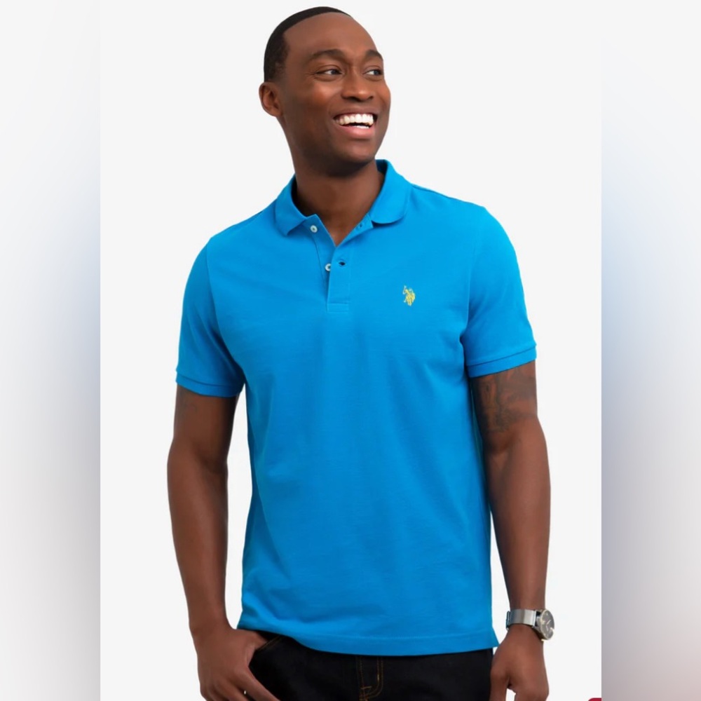 Solid Pique Logo Polo Shirt
